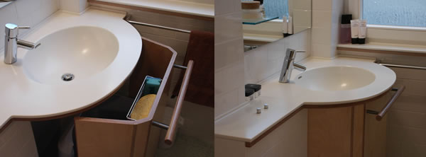 Waschtisch aus Mineralwerkstoff mit Extras