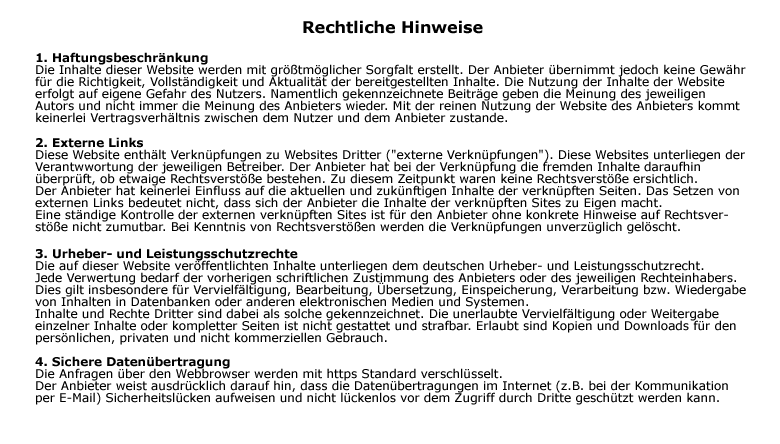 Rechtliche Hinweise